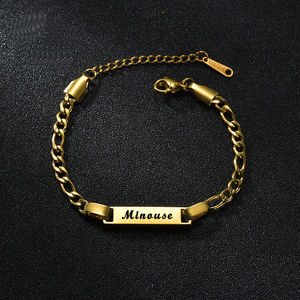 Stainless Steel Curved Brand <b>Bracelet</b> DIY Personalized Smooth Long Strip Blank Laser Lettered <b>Name</b> <b>Bracelet</b> - Product Image 2