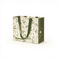 Sacs cadeaux en papier personnalisés avec logo, sacs de shopping floraux en gros avec poignées en ruban, emballage personnalisé