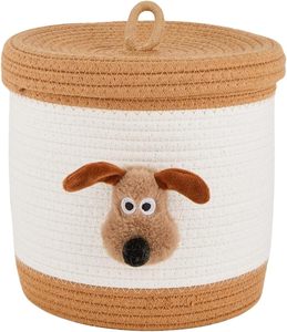 Cute <strong>Dog</strong> Decor Customized Round Desktop <strong>Toys</strong> Keys Sundries Organizer <strong>Cotton</strong> <strong>Rope</strong> <strong>Woven</strong> Storage Basket for Living Room with Lid - Product Image 2