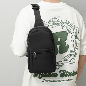Custom High Quality Vintage Unisex Nylon <b>Black</b> Sling <b>Small</b> Crossbody <b>Bag</b> Zipper Closure Portable Design - Product Image 5