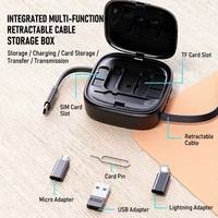 Câble de charge rétractable 3-en-1 personnalisé en gros avec adaptateur USB-C vers USB, kit de transfert de données et support de téléphone