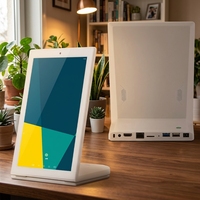 Tablette tactile Android BLUESHELL 10 pouces en forme de L, écran LCD blanc, portrait, tactile capacitif, OEM, pour salle de réunion, hôtel, banque, restaurant
