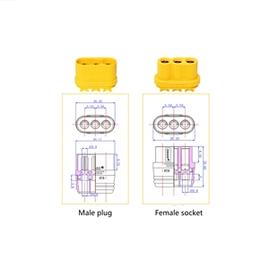 ปลั๊ก Amass MR60-M -F พร้อมฝาครอบป้องกันสายไฟ 35A ขั้วต่อกระแสสูงชุบทอง 3 แกน ปลั๊กตัวผู้ตัวเมีย ขายส่ง - Product Image 4