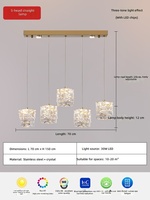 Nouvelle suspension carrée en cristal pour restaurant, éclairage d'îlot de cuisine, chambre d'hôtel, petite suspension de chevet pour la maison