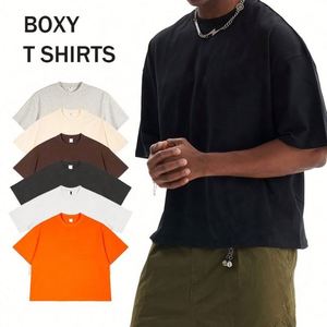 Wholesale 240gsm Heavyweight 100% Cotton Oversized Cropped Boxy Fit Men's Casual Blank Custom Eco-Friendly Breathable T-Shirt - Product Image 2