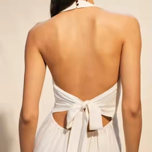 Vestido Blanco de Verano de Alta Calidad a Precio Bajo, 100% Algodón, Sin Mangas, Espalda Descubierta, Vestido Largo de Noche para Mujer - Product Image 5