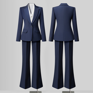 Ensemble de tailleur professionnel pour femmes, veste de tailleur grise pour le printemps et <span class=keywords><strong>l</strong></span>'automne, idéal pour les étudiantes et les entretiens - Product Image 3