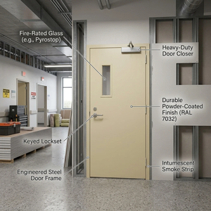 <span class=keywords><strong>Puerta</strong></span> Principal de Seguridad de Acero Galvanizado con Clasificación de Incendio Estándar China, Diseño de <span class=keywords><strong>Puerta</strong></span> Metálica de Escape Resistente al Fuego por <span class=keywords><strong>90</strong></span> Minutos - Product Image 2