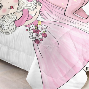 Conjunto de Capa de Edredom Acolchoada de Fibra Sintética Macia como Pena, Tema Princesa Unicórnio, 3 Peças, Personalizável, com Enchimento de Seda e Algodão - Product Image 4