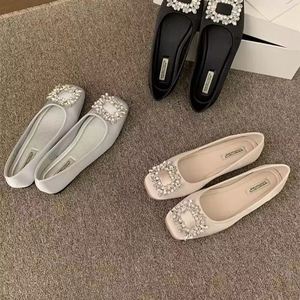Novedad Primavera-Otoño 2026: Mocasines Versátiles para el Día a Día con Hebilla Cuadrada de Pedrería, Corte Bajo, Planos y Fáciles de Poner, Estilo Francés - Product Image 2