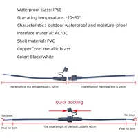Câble Connecteur Étanche IP68 Mâle/Femelle 2-8 Broches 0.3-2.5 mm² à Raccordement Rapide 380V pour Alimentation Industrielle et Aviation Anti-Poussière
