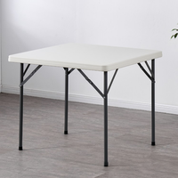 Table pliante carrée de 3 pieds en plastique HDPE bjflamingo Table à manger carrée en plastique blanc