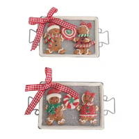 Brand New Handmade Gingerbread Man Pendentif en céramique douce Conception d'arbre de Noël Mini Iron Pan Biscuits Box Packed