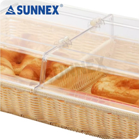 Panier de présentation Sunnex écologique multifonctionnel beige à deux compartiments pour pain, fruits et légumes avec couvercle rabattable en polypropylène