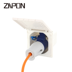 240V Mains Flush Fit Socket Box <strong>Caravan</strong> 16 Amp Socket Mains 16amp Campervan Inlet Hookup Cable Socket <strong>Plug</strong> White MS1234 - Product Image 5