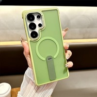 Funda Magnética de Lujo con Anillo y Soporte para S24 Ultra/Plus/S25 Ultra, TPU+PC+Metal, Antigolpes, Antihuellas, con Cojín de Aire, Inalámbrica