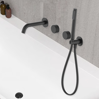 Robinet de baignoire mural en laiton avec douchette à main, mitigeur chaud/froid pour baignoire et douche, ensemble de robinetterie pour baignoire