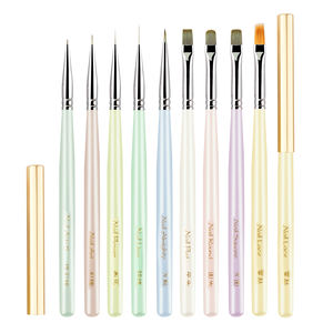 Profesional 1/9 Uds. Juego de pinceles para decoración de uñas de Color Macaron, delineador de arte corto, pluma de pintura de detalle, herramientas planas de madera para uñas de pelo de nailon - Product Image 6