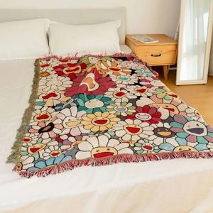 مخصص أزياء شعبية مختلفة عباد الشمس الملونة هدية للتنزهي من القطن حجم * * بساط منسوج بطانيات للسرير - Product Image 1