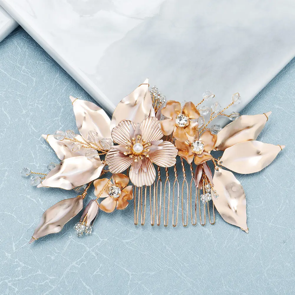 HY huanhuan Невеста высококачественные аксессуары для волос слой расческа золотые цветы вставленная вручную пряжа