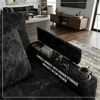 Sofa Bed Modular 81 inci, Sofa Tidur Lipat, Sofa Persegi, Sandaran Dapat Disesuaikan, Meja Samping Putar 360 Derajat, Dapat Diubah Menjadi Tempat Tidur, Cocok untuk Apartemen dan Sekolah