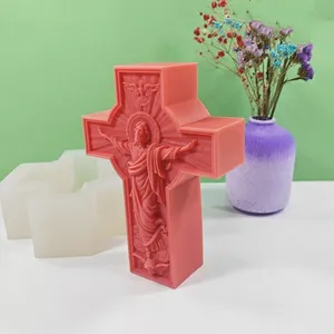 DIY OEM Logo Kerzenform Heilige Familie Jesus Maria mit Kind Figur Kunstskulptur Silikonform katholische Ikone christliches Wachswerkzeug