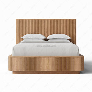 Роскошный удобный комплект мебели для спальни, классическая кровать, изогнутая боковая панель, удлиненная панель кровати с тканевым основанием - Product Image 2