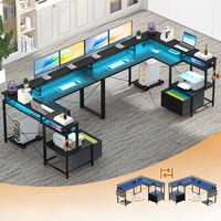 Bureau d'angle moderne et portable en forme de L avec tiroir de rangement, support d'écran complet et design peu encombrant pour ordinateurs de jeu
