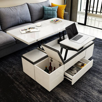 Meubles de maison modernes multifonctions Table basse élévatrice pliante pour salon Table basse élévatrice blanche en verre trempé 10 pièces