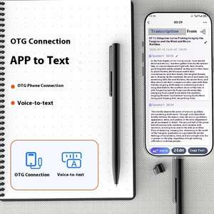 Microphone dynamique cardioïde portable en forme de stylo, professionnel, haute définition, avec suppression du bruit IA, enregistreur vocal à un bouton - Product Image 2