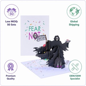 Pop Up Halloween Birthday Greeting Card Scary Grim Reaper Cake Party 3D Printed Paper Card Gift - Product Image 6