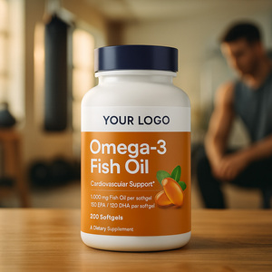 Complément alimentaire certifié GMP en gélules d'huile de poisson oméga 3 naturelle avec EPA et DHA pour la santé du cœur, du cerveau et des articulations - Product Image 1