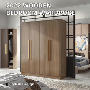 ตู้เสื้อผ้าไม้ดีไซน์ทันสมัยปี 2022 ประตูไม้อัดแบบมีบานพับ ขยายได้ เหมาะสำหรับห้องนอน วิลล่า อพาร์ตเมนต์ ห้องนั่งเล่น โรงแรม - Product Image 2
