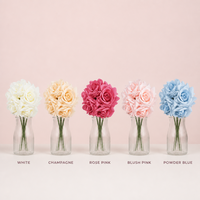 Fleurs artificielles Tineke Rose à toucher réel, thème champagne, hydratantes, 5 têtes, pour mariage, fête, centre de table, fausse composition florale