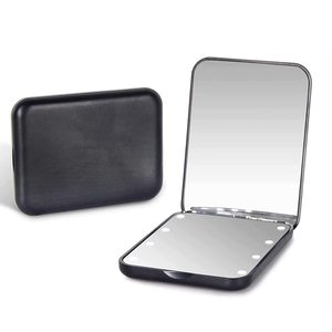 Espejo de bolsillo para maquillaje de viaje, portátil, aumento de 1X/<span class=keywords><strong>2X</strong></span>, espejo de monedero compacto LED con luz de mano, pequeño iluminado para regalo - Product Image 1