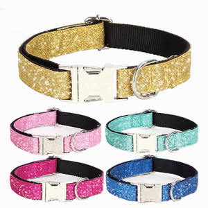 Venta al por mayor personalizado Collar de perro mascota mediano pequeño de lujo ajustable de nailon brillante brillo hebilla de metal Collar de perro mascota para perros - Product Image 6