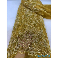Haute qualité africain Tulle Net dentelle tissu lourd perlé luxe 3D dentelle tissu avec séquence pour robe de mariée