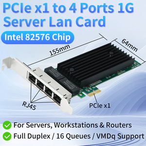 Tarjeta de Red Interna Lekuo 82576 PCI X1 de 4 Puertos Gigabit Ethernet RJ45 para Escritorio - Product Image 2