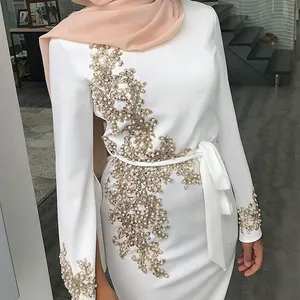 Produttori di abbigliamento abito da turbante musulmano abito islamico in pizzo ricamato abito da donna ramadan abbigliamento europeo