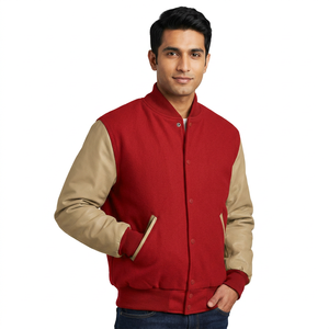 <b>Cheap</b> price Men's Varsity <b>Jacket</b> with Orange Sleeves Luxury Trending High Quality <b>Winter</b> Apparel OEM varsity <b>jacket</b> - Product Image 1
