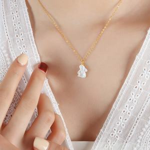 18K Gold Plated Stainless Steel Jewelry Shell Little Rabbit Pendant <b>Necklace</b> Titanium <b>Fairy</b> Chain 18K Gold Jewelry Ornament - Product Image 4