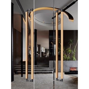 Poignée de <span class=keywords><strong>porte</strong></span> minimaliste Wabi Sabi en bois massif, quincaillerie d'entrée en bois naturel pour hôtels, cafés, boutiques, portes coulissantes en verre à pousser et à tirer - Product Image 2