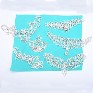 Applique en forme d'ailes en strass de cristal transparent, base métallique décorative, ceinture de mariée, patchs en diamant <span class=keywords><strong>marquise</strong></span>, à coudre sur l'épaule - Product Image 2