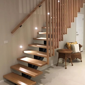 Prima hiện đại tùy chỉnh thẳng cầu thang Chất lượng cao Cầu Thang Gỗ Tread thẳng cầu thang - Product Image 1