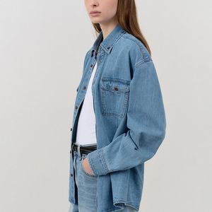 เสื้อผ้าผู้หญิงคุณภาพสูง เสื้อเชิ้ตเดนิมคลาสสิกแบบยูนิเซ็กซ์สีน้ำเงิน แจ็คเก็ตยีนส์สไตล์คาวบอยตะวันตกสำหรับผู้หญิง - Product Image 4