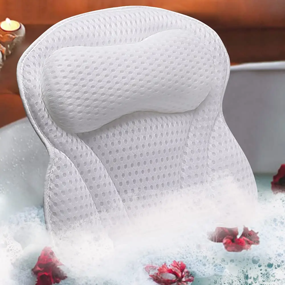 Custom 4D mesh luxury home soft bath pillows for spa headrest bathtub pillow
