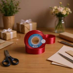 Nastro in raso Iln 2,0 cm x 25 yd Rosso intenso D-23 - Product Image 2