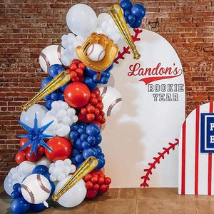Kit d'arche de ballons de baseball, ballon en aluminium gant de baseball, ballon en aluminium étoile rouge <span class=keywords><strong>et</strong></span> bleue, fournitures de décoration pour fête d'anniversaire sur le thème du sport - Product Image 2