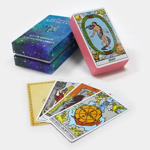 Venta al por mayor de impresión personalizada en idioma ruso cartas del tarot conjunto con guía
