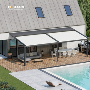 Sistema de toldo de marco de aluminio con toldo telescópico y estructura de soporte de aluminio para uso en patio o patio - Product Image 4
